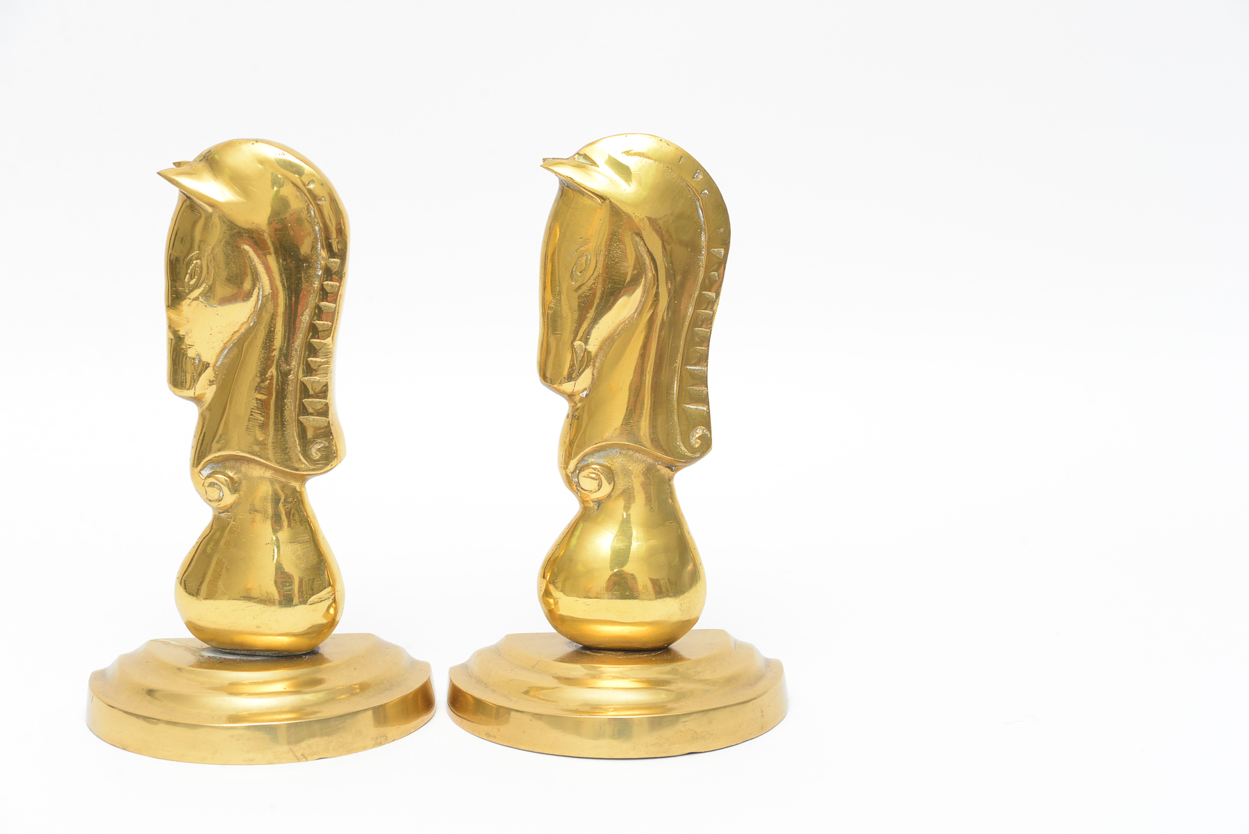 Pair of Vintage Brass Knight Bookends