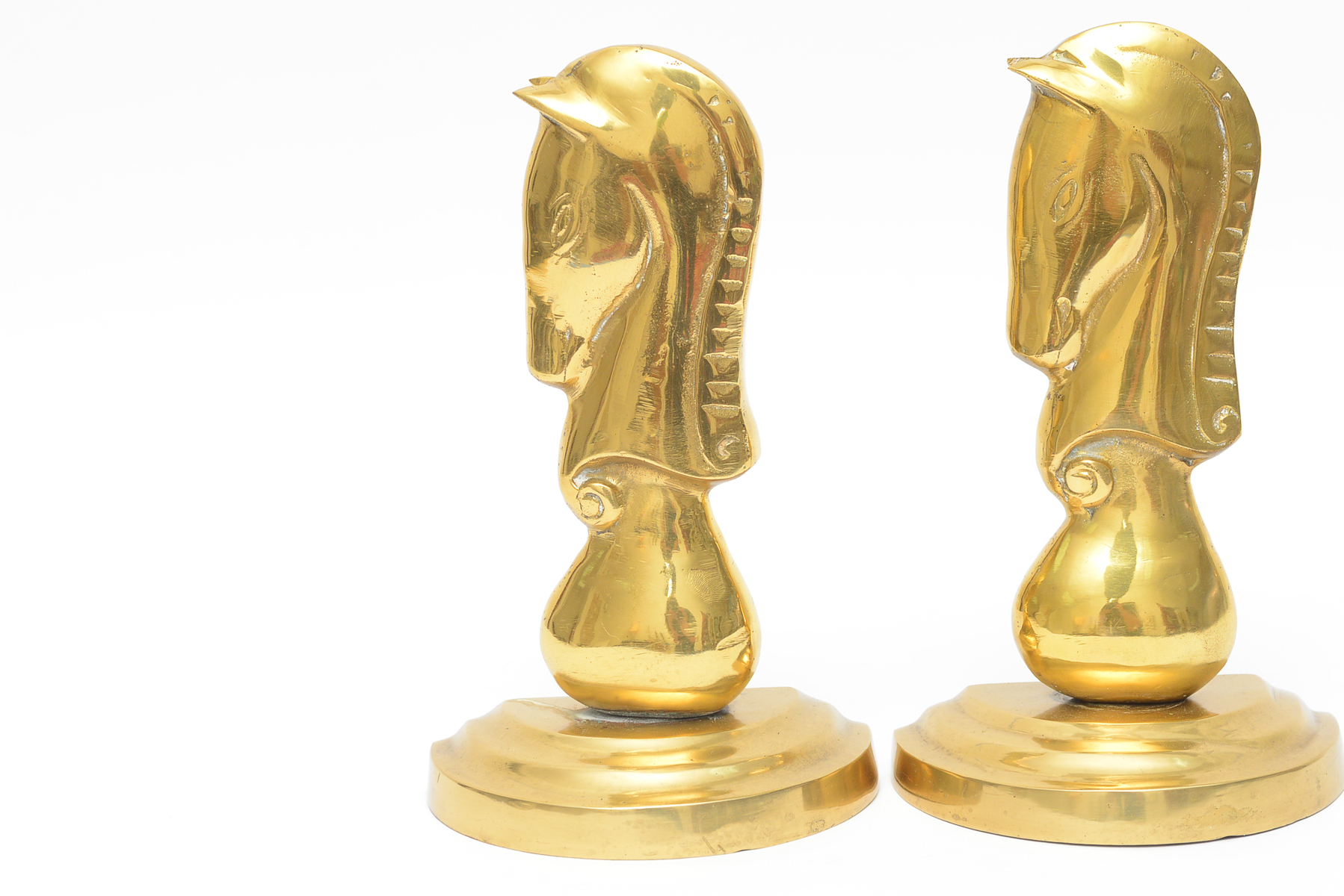Pair of Vintage Brass Knight Bookends