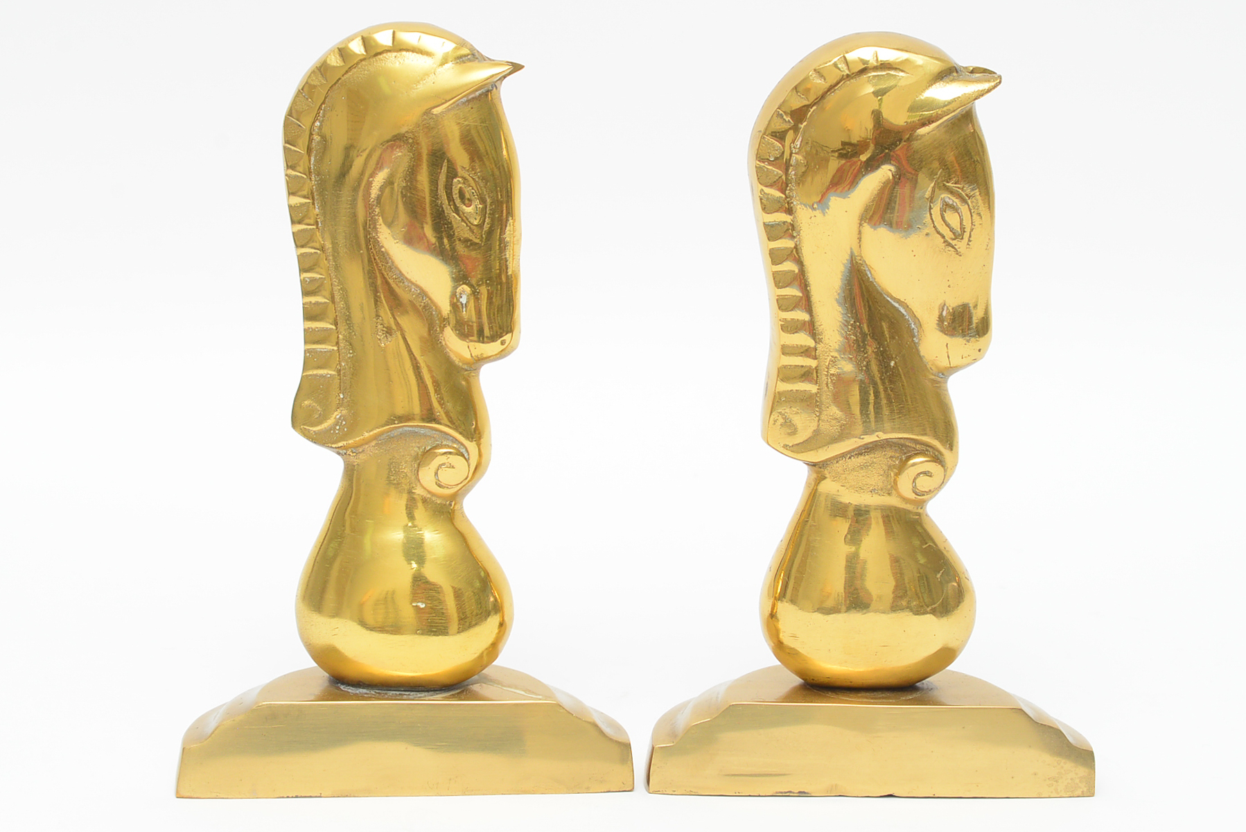 Pair of Vintage Brass Knight Bookends