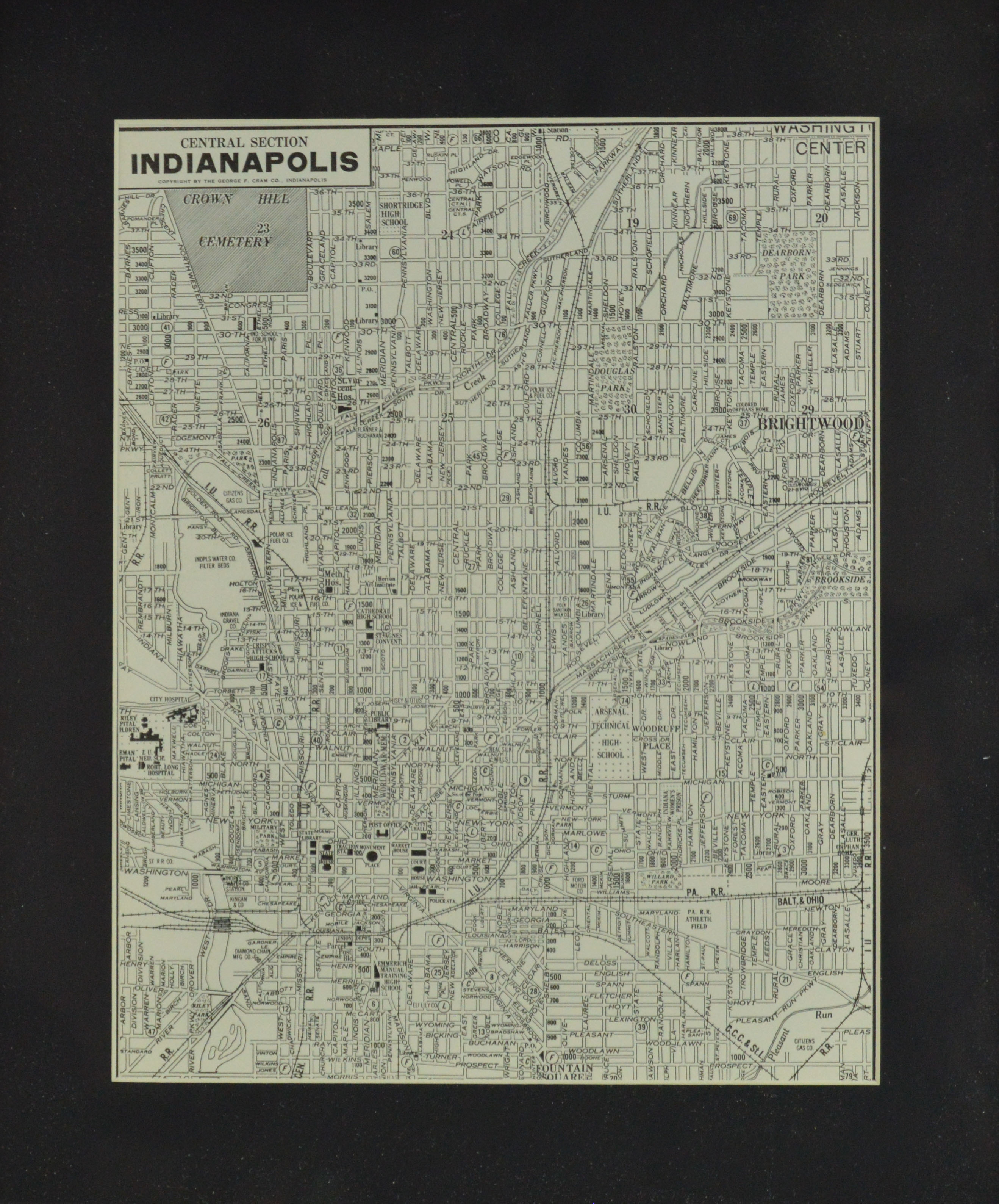 Original 1911 Map of Indianapolis, Indiana