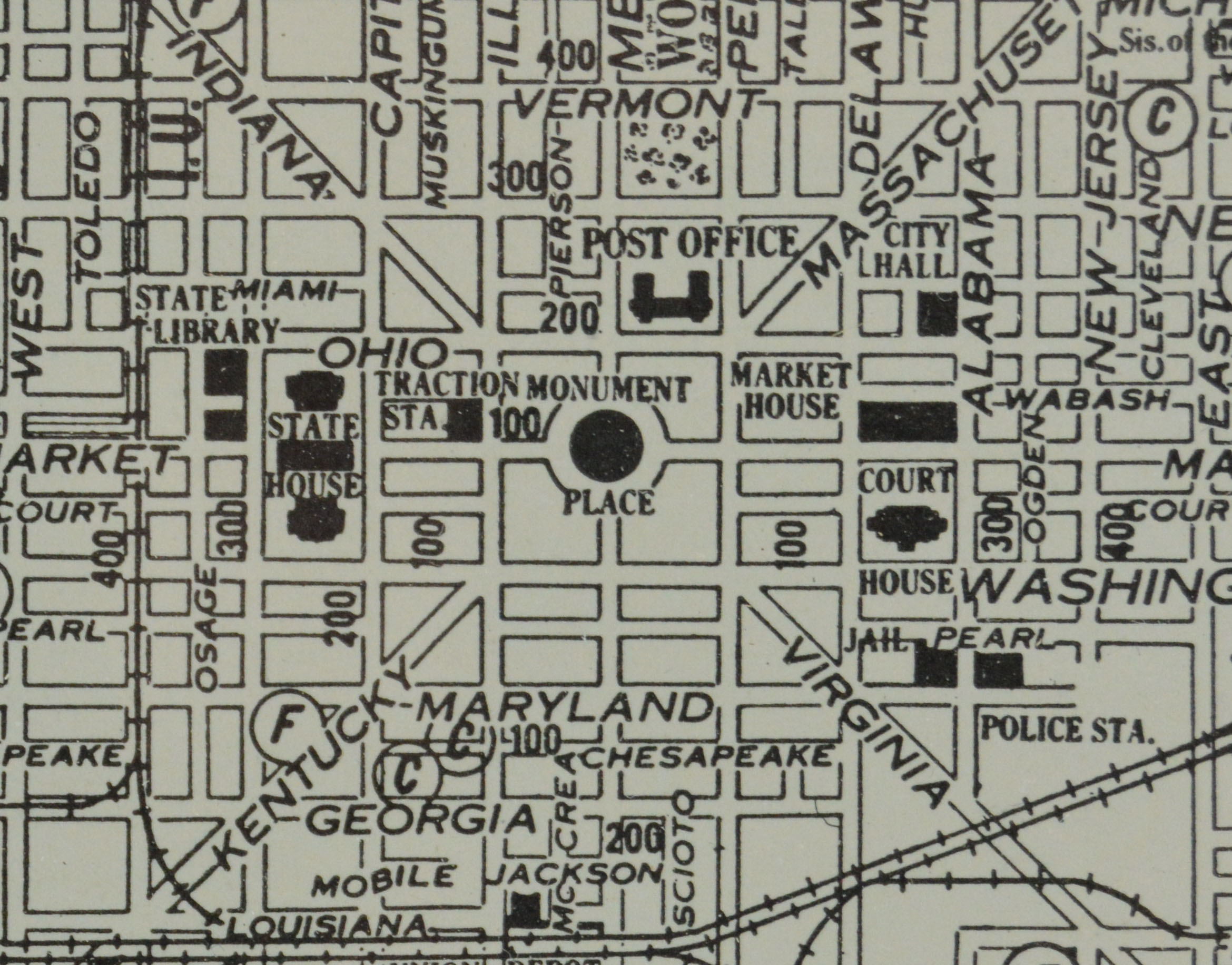 Original 1911 Map of Indianapolis, Indiana