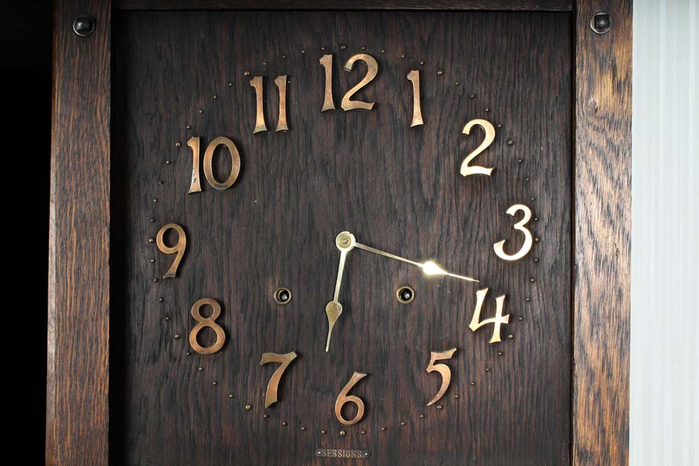 Sessions Arts and Crafts Mission Oak Grandfather Clock