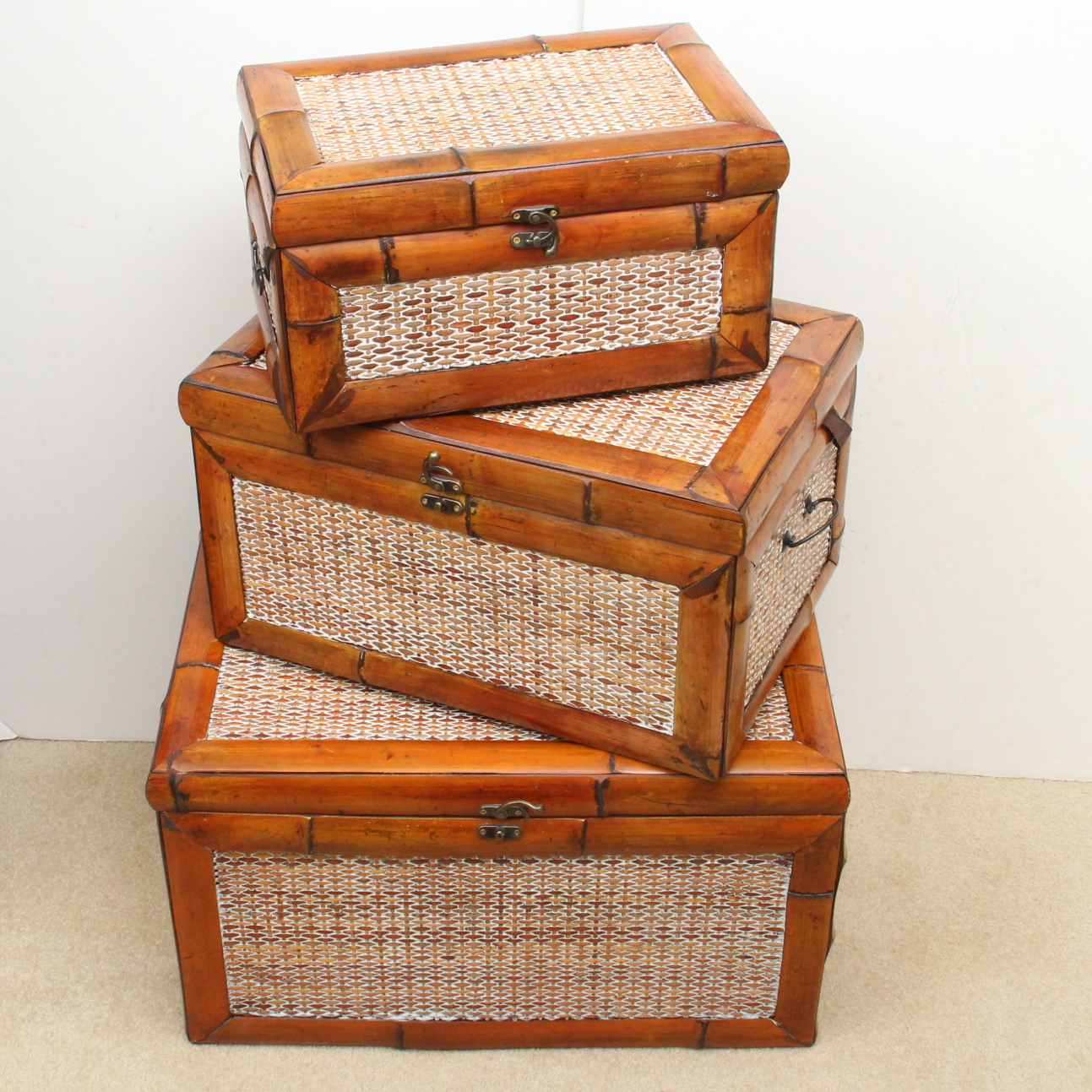 Set of Three Bamboo Nesting Boxes