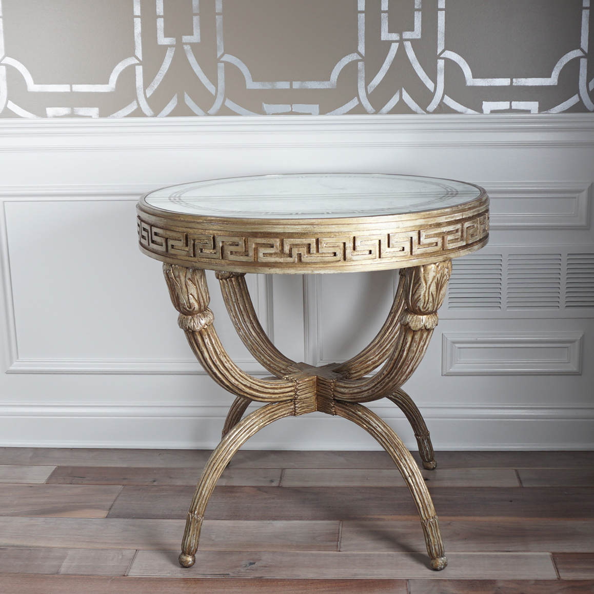 Lillian August for Hickory White "Park Avenue" Lamp Table with Mirrored Top
