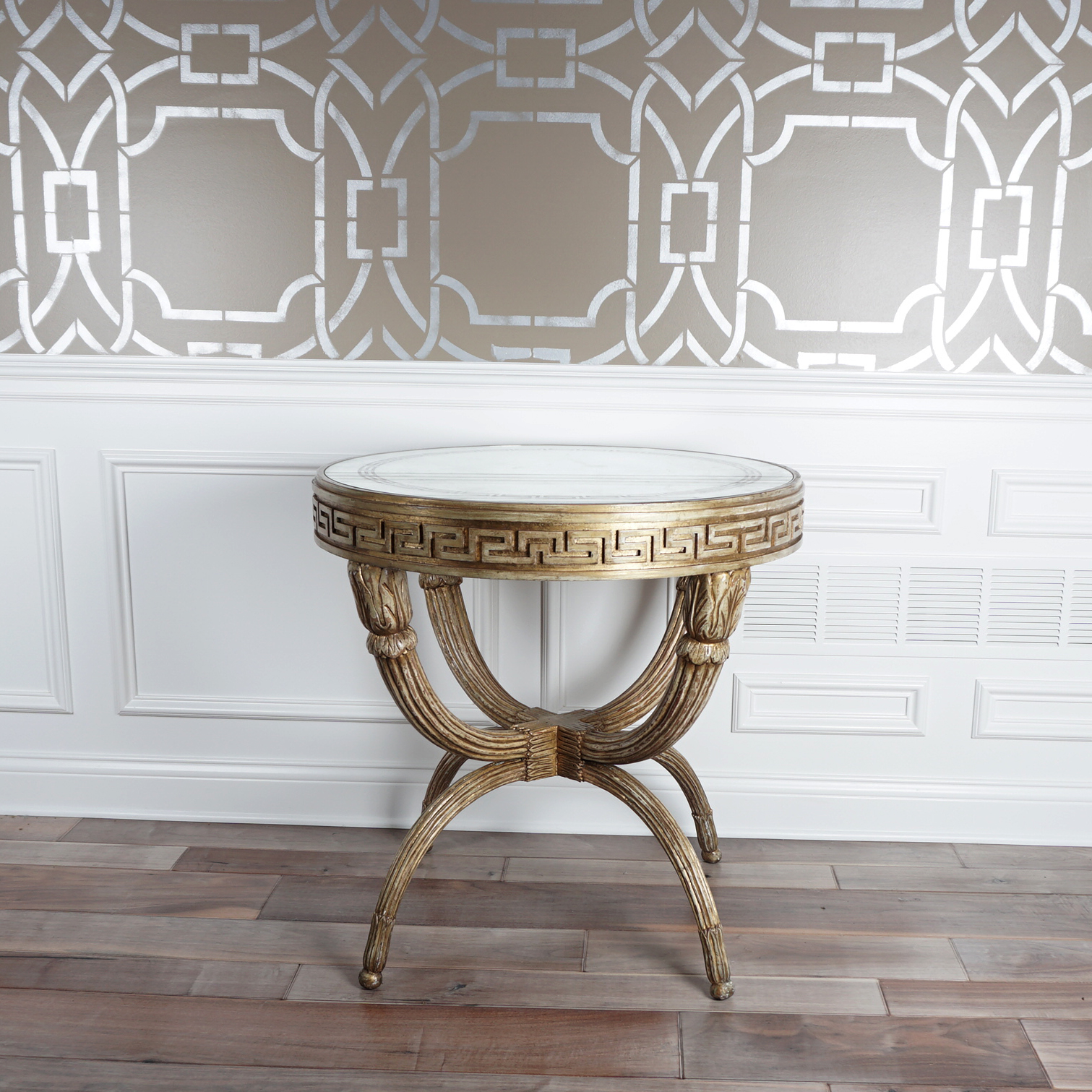 Lillian August for Hickory White "Park Avenue" Lamp Table with Mirrored Top