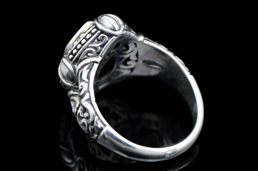 Robert Manse Sterling Silver, 18K Gold and Cognac Quartz Ring