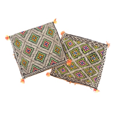 Pair of Moroccan Handmade Textile Pillowcases Pair of Moroccan Handmade Textile Pillowcases