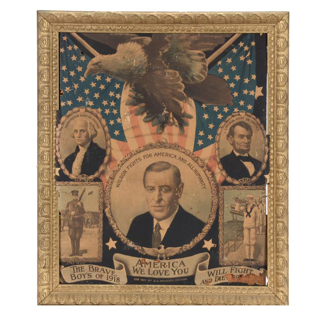 1917 Woodrow Wilson Framed Campaign Poster