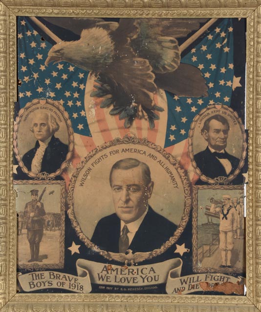 1917 Woodrow Wilson Framed Campaign Poster