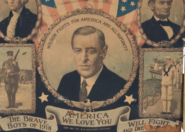 1917 Woodrow Wilson Framed Campaign Poster