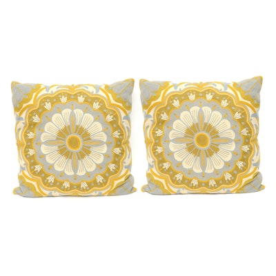 Pair of Large Chainstitched Throw Pillows Pair of Large Chainstitched Throw Pillows
