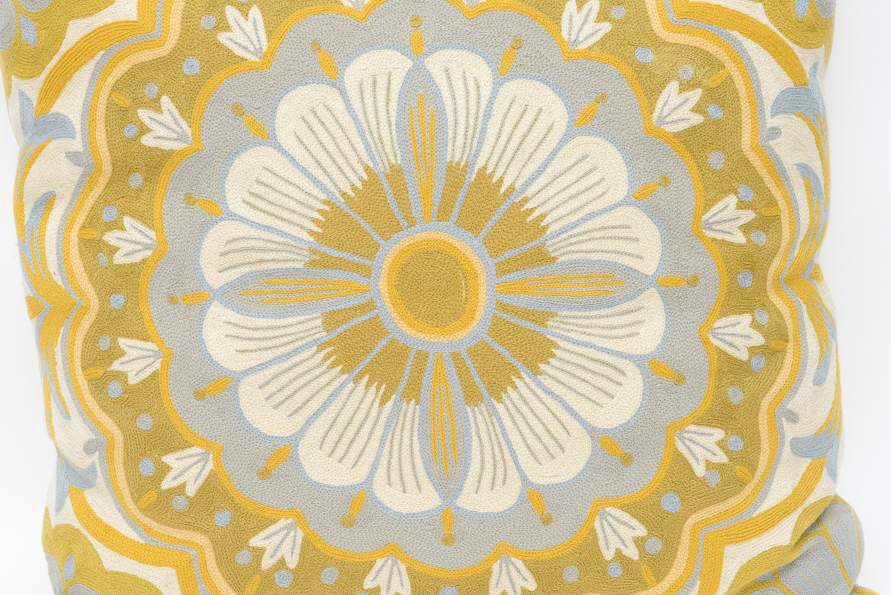 Pair of Large Chainstitched Throw Pillows