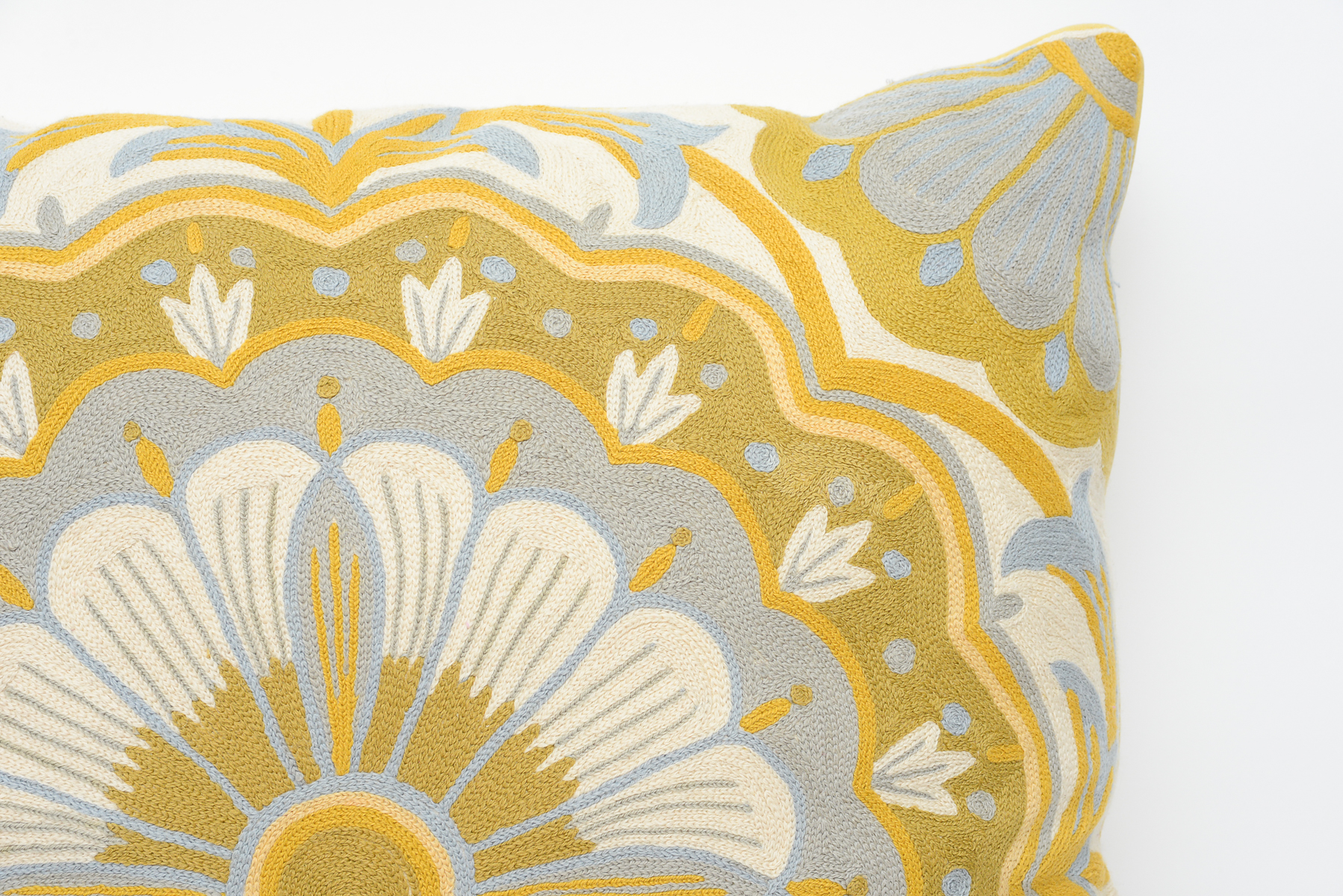 Pair of Large Chainstitched Throw Pillows