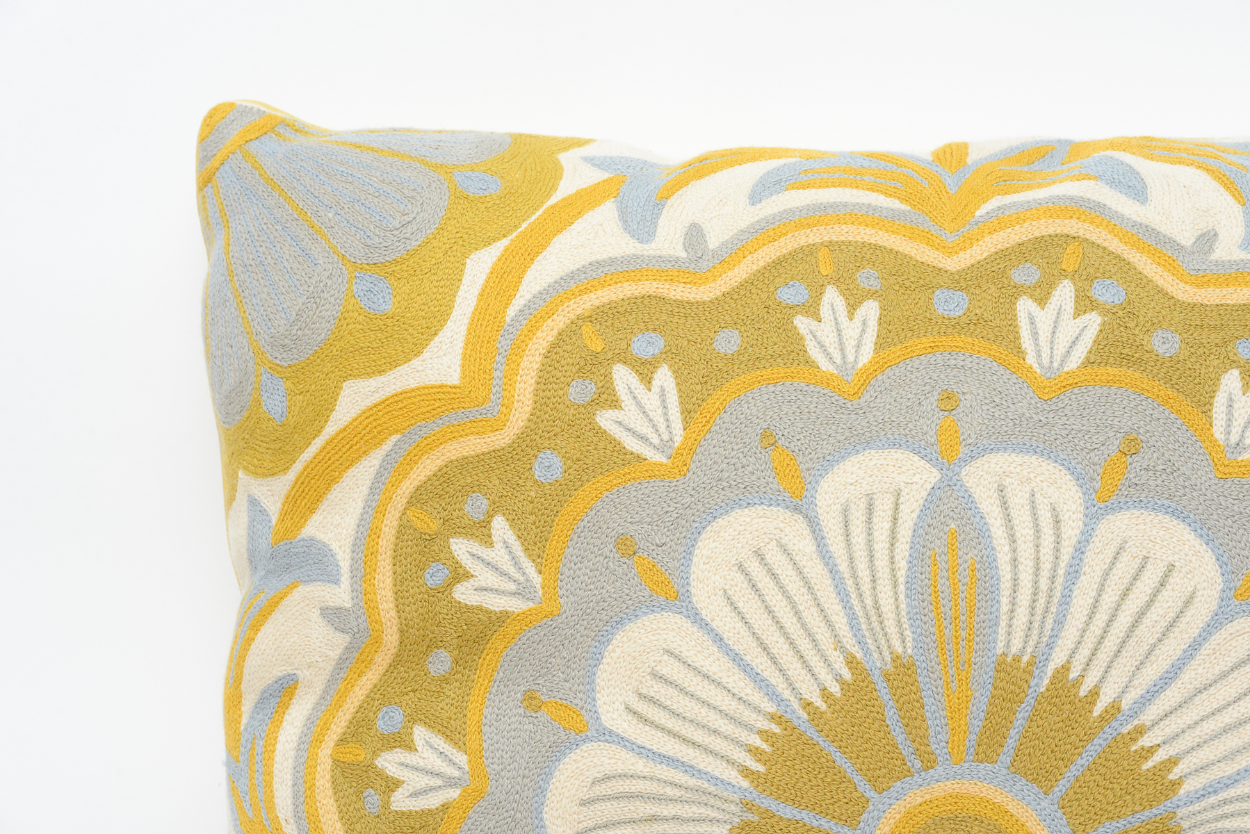 Pair of Large Chainstitched Throw Pillows