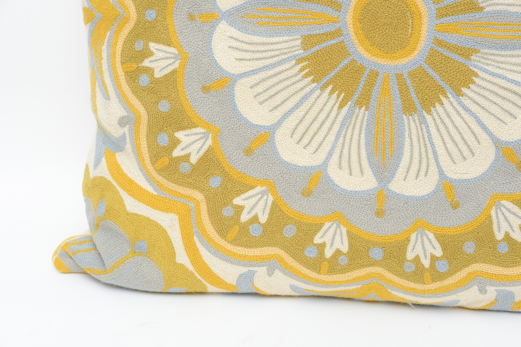 Pair of Large Chainstitched Throw Pillows