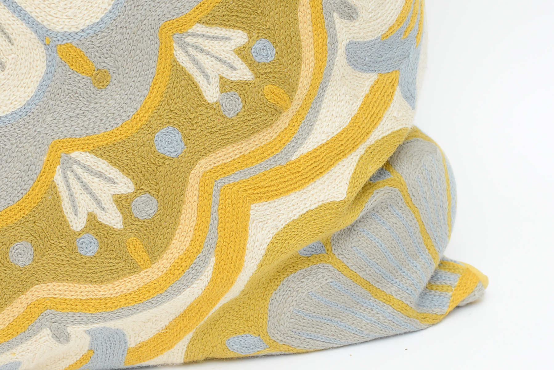 Pair of Large Chainstitched Throw Pillows