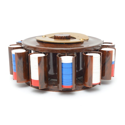 Mid-Century "Turn It Co." Poker Chip and Card Holder Set Mid-Century "Turn It Co." Poker Chip and Card Holder Set