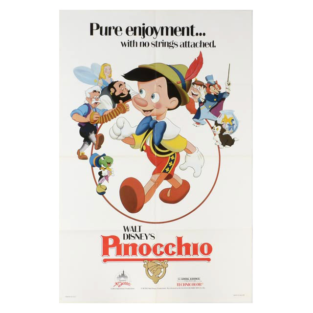Unframed 1984 Disney Theatrical Re-Release Poster "Pinocchio"