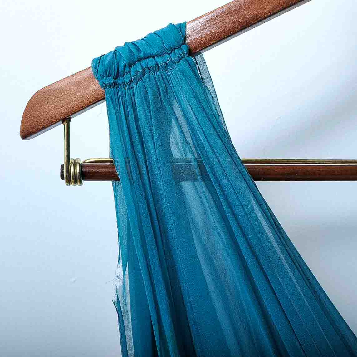 Vintage Peggy Hunt Turquoise Chiffon Cocktail Dress