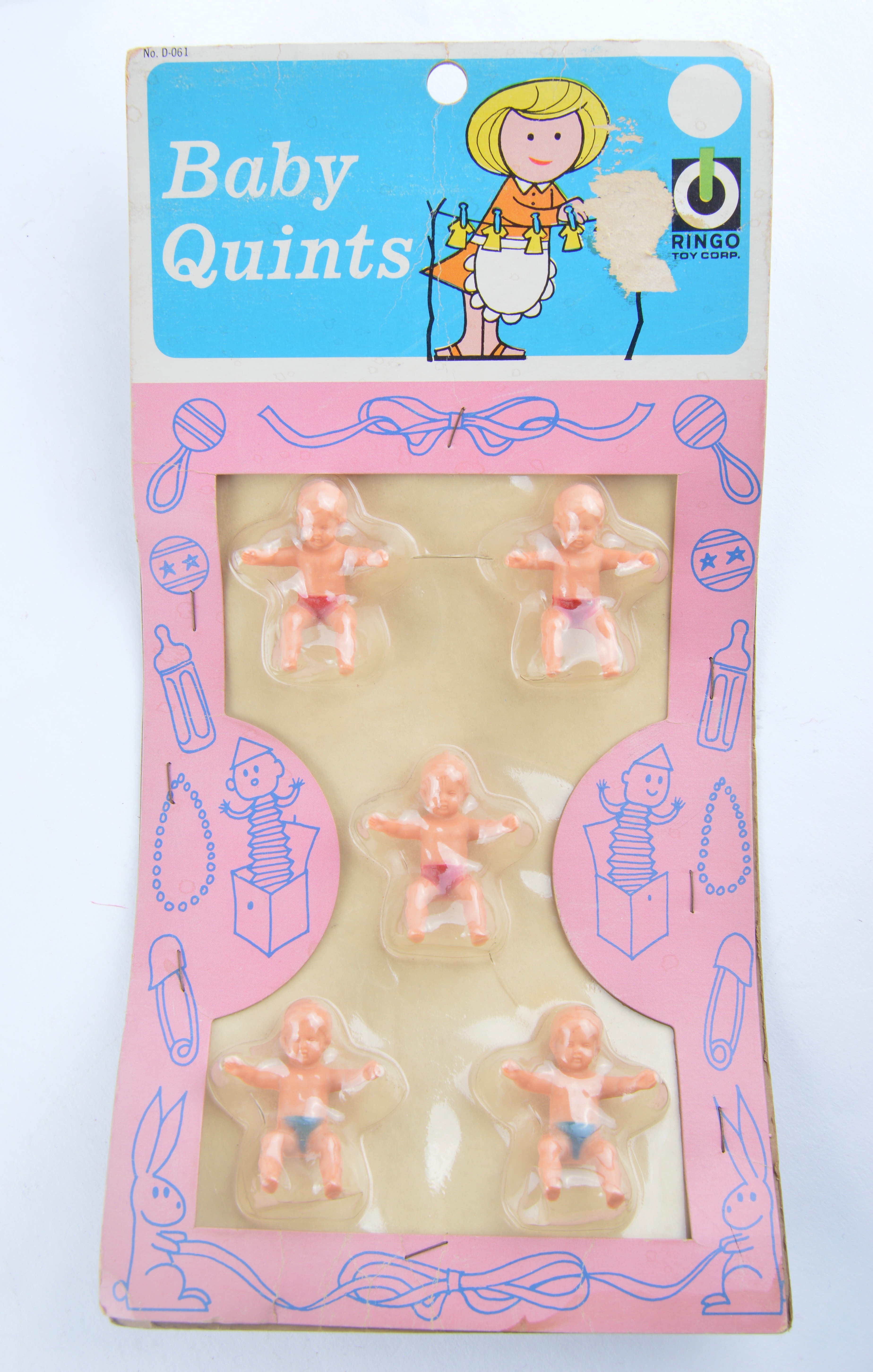 Vintage Plastic Quint Mini-Babies in Packaging