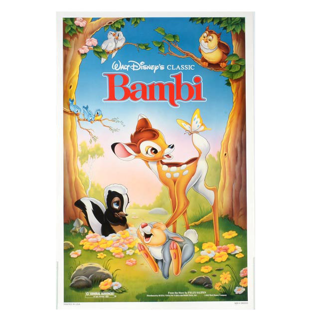 Original One-Sheet Theatrical Poster for 1988 Re-release of Walt Disney's "Bambi"