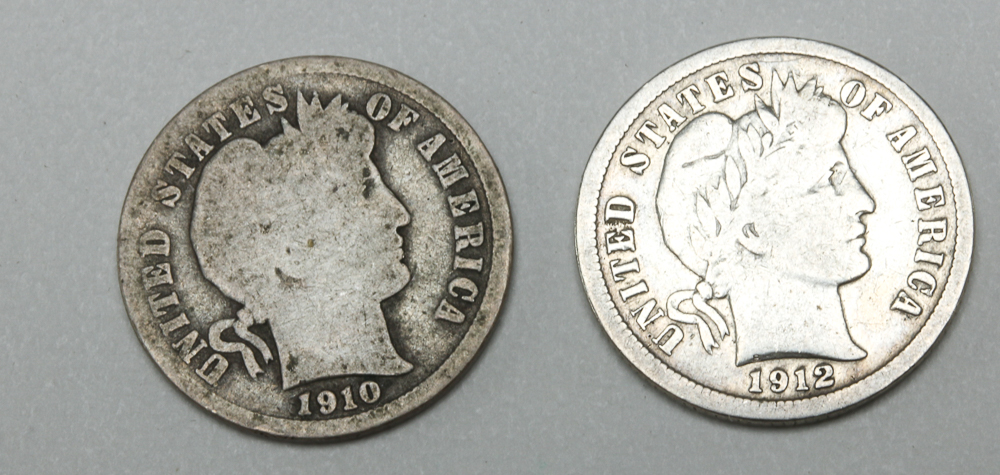 1910-1914 Silver Barber Dimes