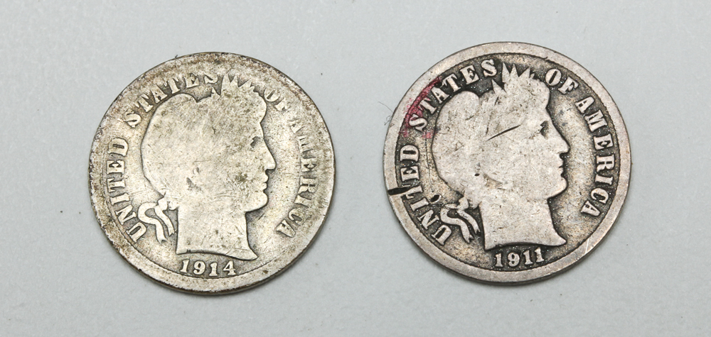 1910-1914 Silver Barber Dimes