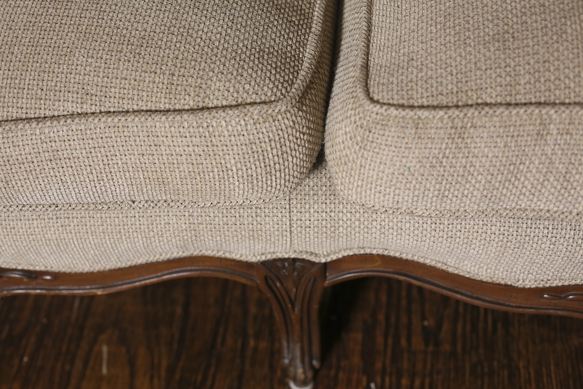 Antique Camel Back Carved Wood Sofa