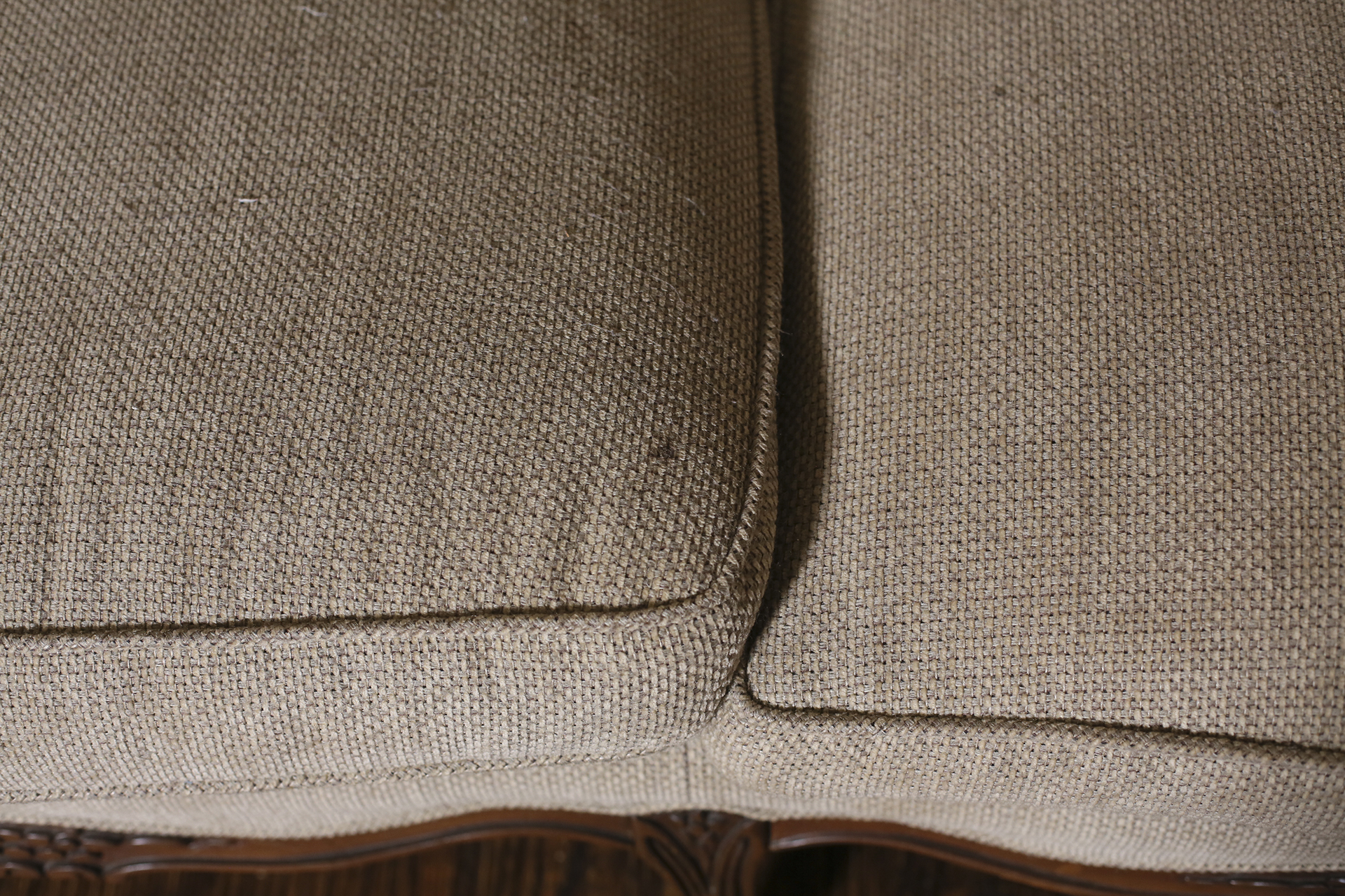 Antique Camel Back Carved Wood Sofa