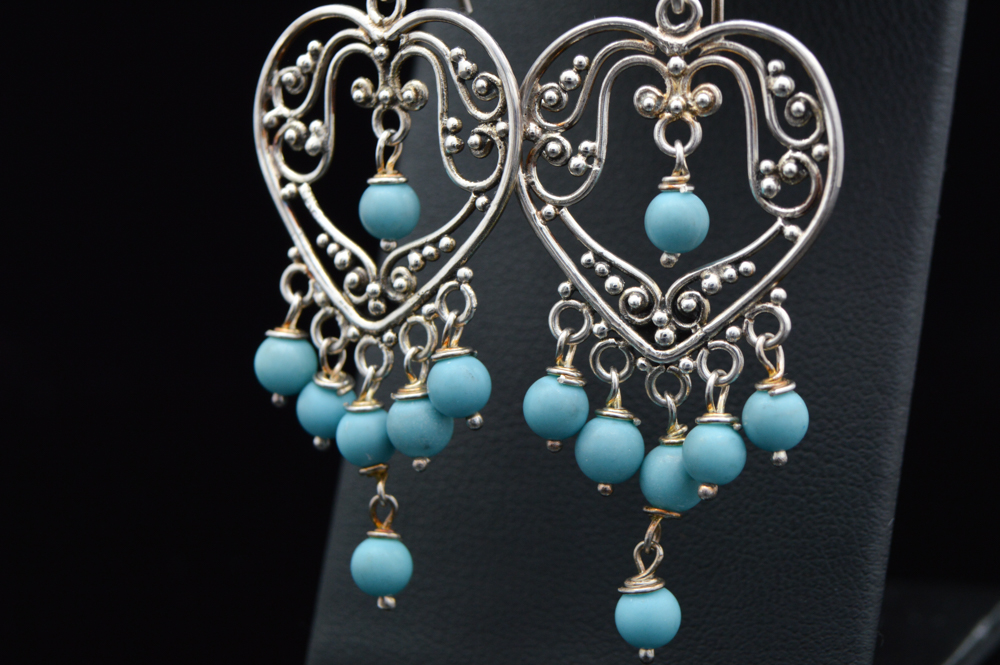 Sterling Silver and Turquoise Drop Earrings