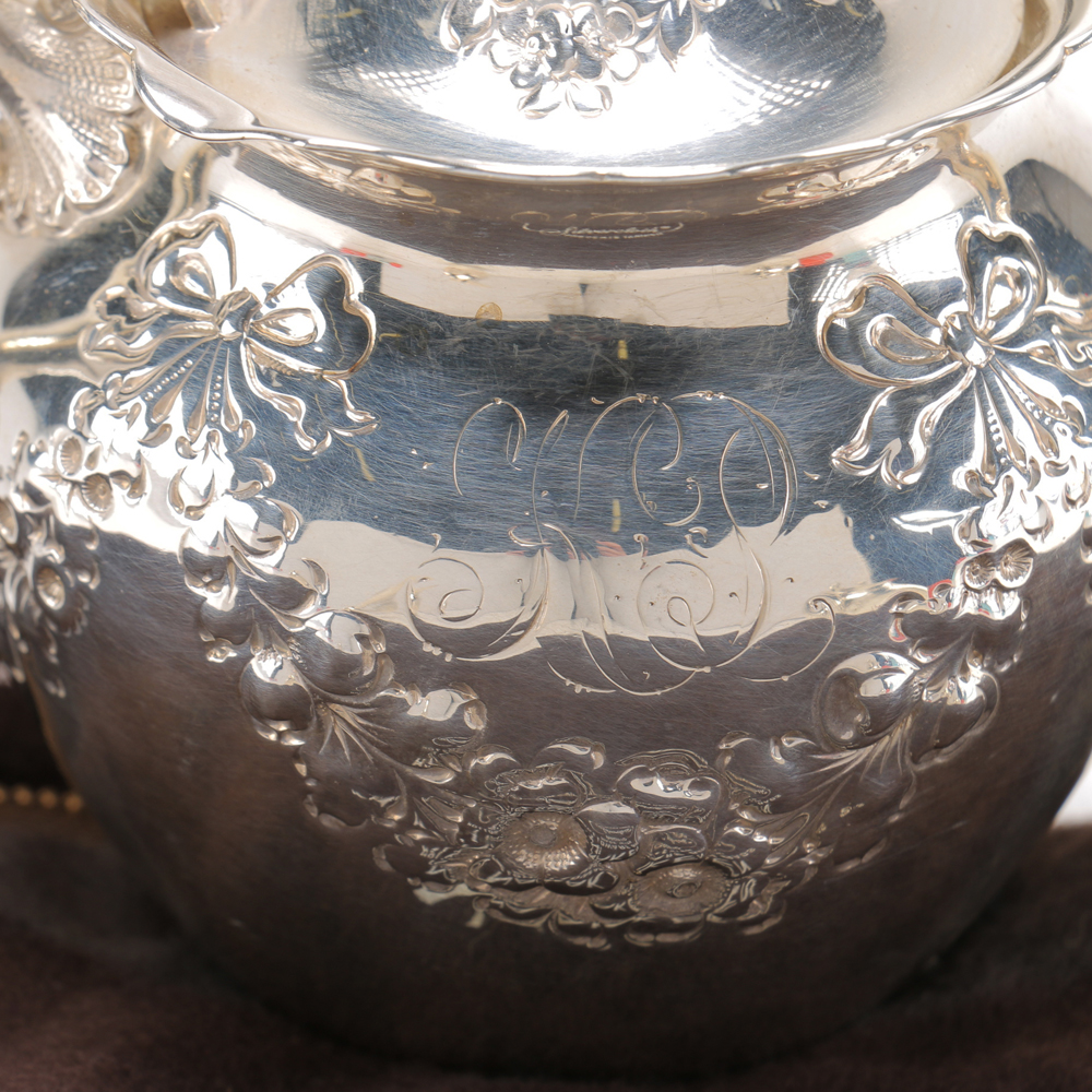 Antique Three-Piece Dominick & Haff Sterling Silver Tea Set