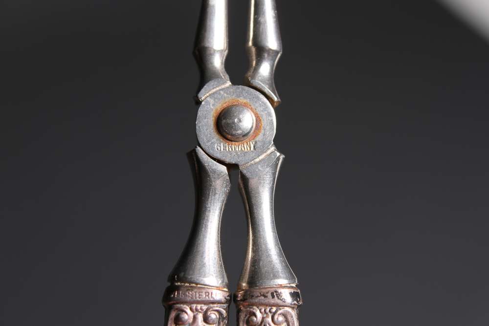 Sterling Silver Handled Knife and Pastry Tongs