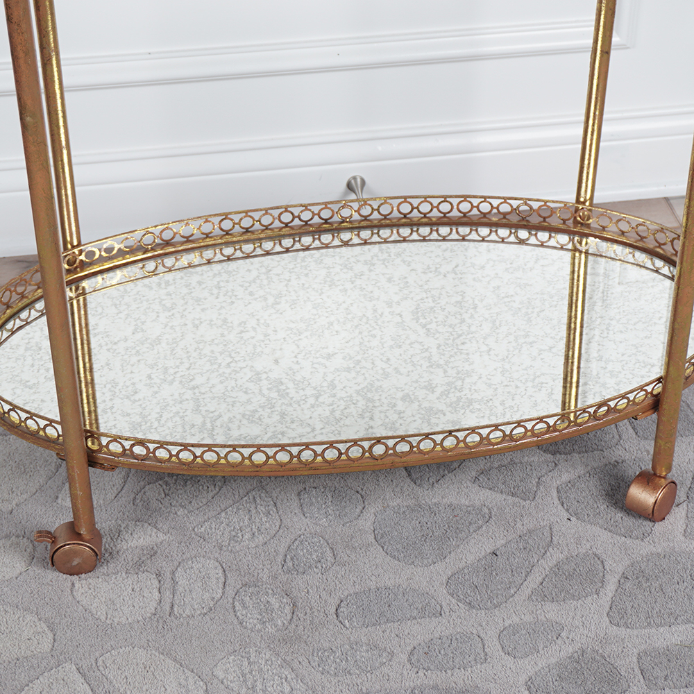 Mirrored Glass Tiered Bar Cart