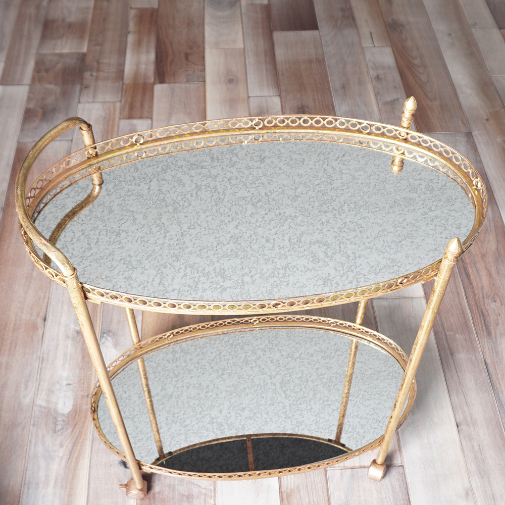 Mirrored Glass Tiered Bar Cart