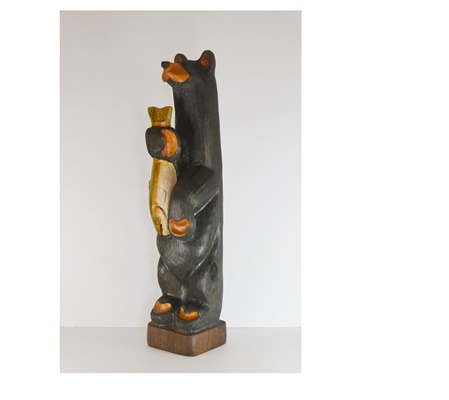 Wood Carved Black Bear and Catch of the Day