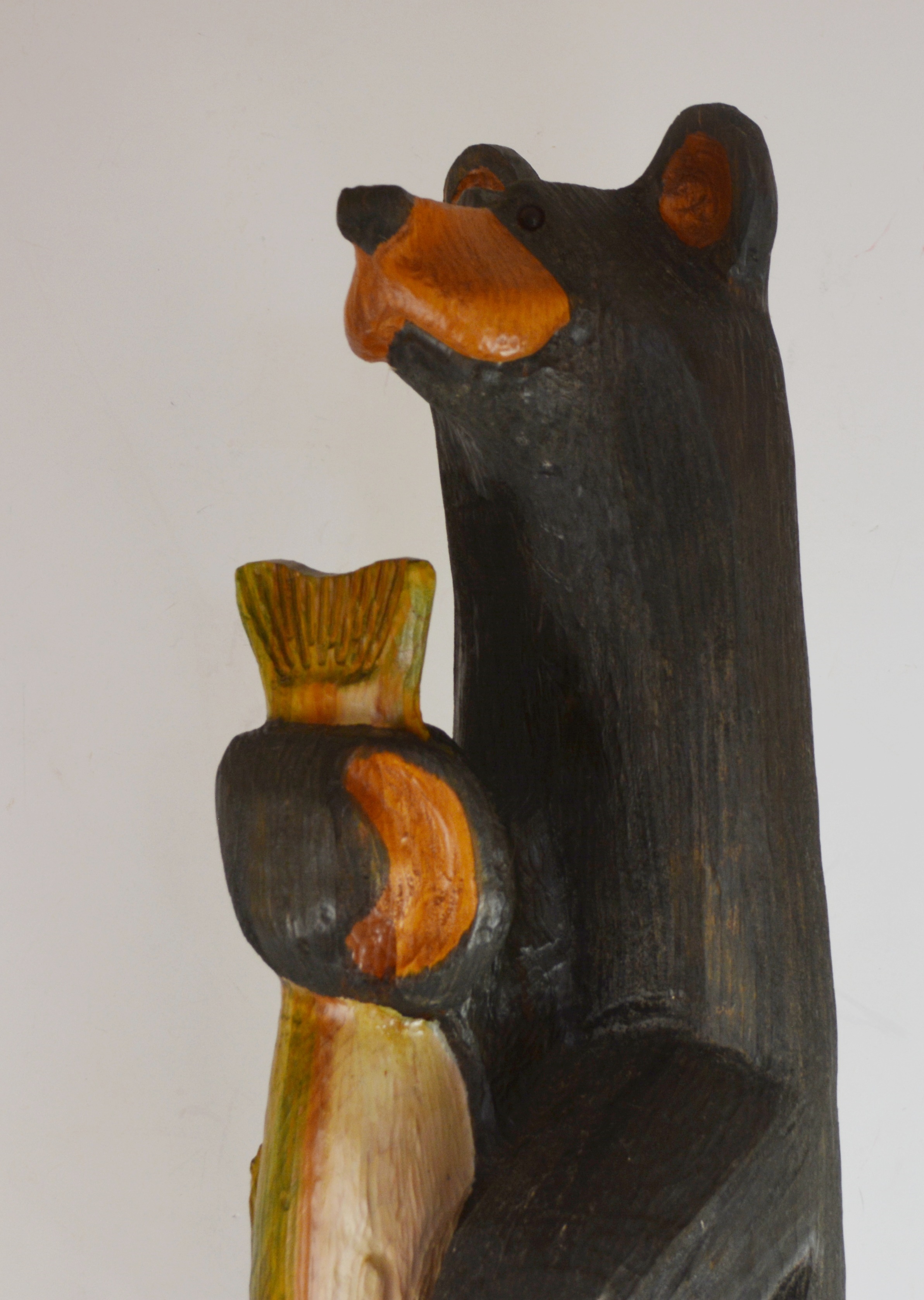 Wood Carved Black Bear and Catch of the Day