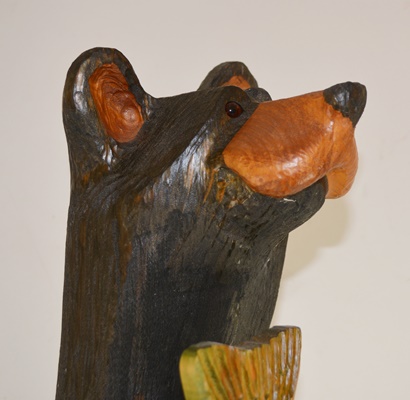 Wood Carved Black Bear and Catch of the Day