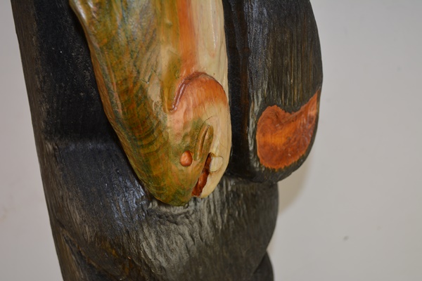 Wood Carved Black Bear and Catch of the Day