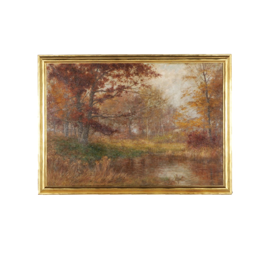 D.F Wentworth Signed Oil on Canvas "Autumn Morning"