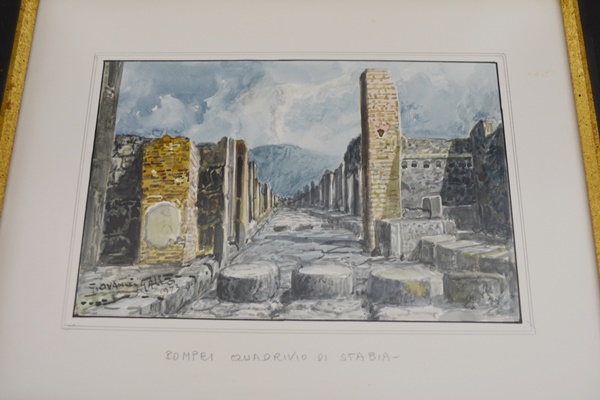 Two Giovanni Gallo Signed Watercolors of Pompeii