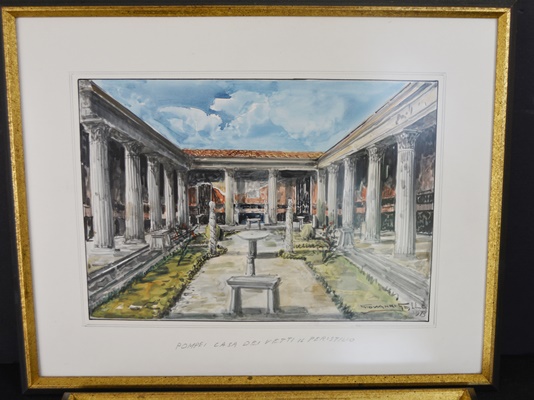 Two Giovanni Gallo Signed Watercolors of Pompeii