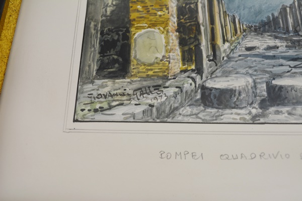 Two Giovanni Gallo Signed Watercolors of Pompeii
