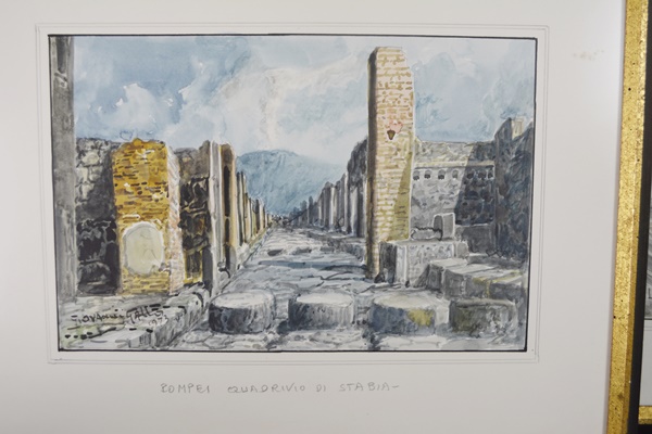 Two Giovanni Gallo Signed Watercolors of Pompeii