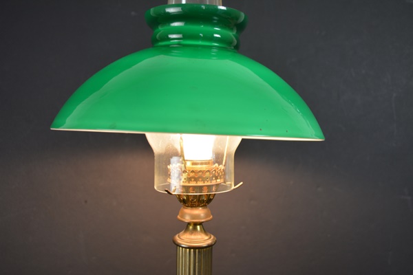 Brass Table Lamp and Two Desk Clocks