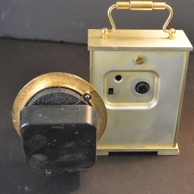 Brass Table Lamp and Two Desk Clocks