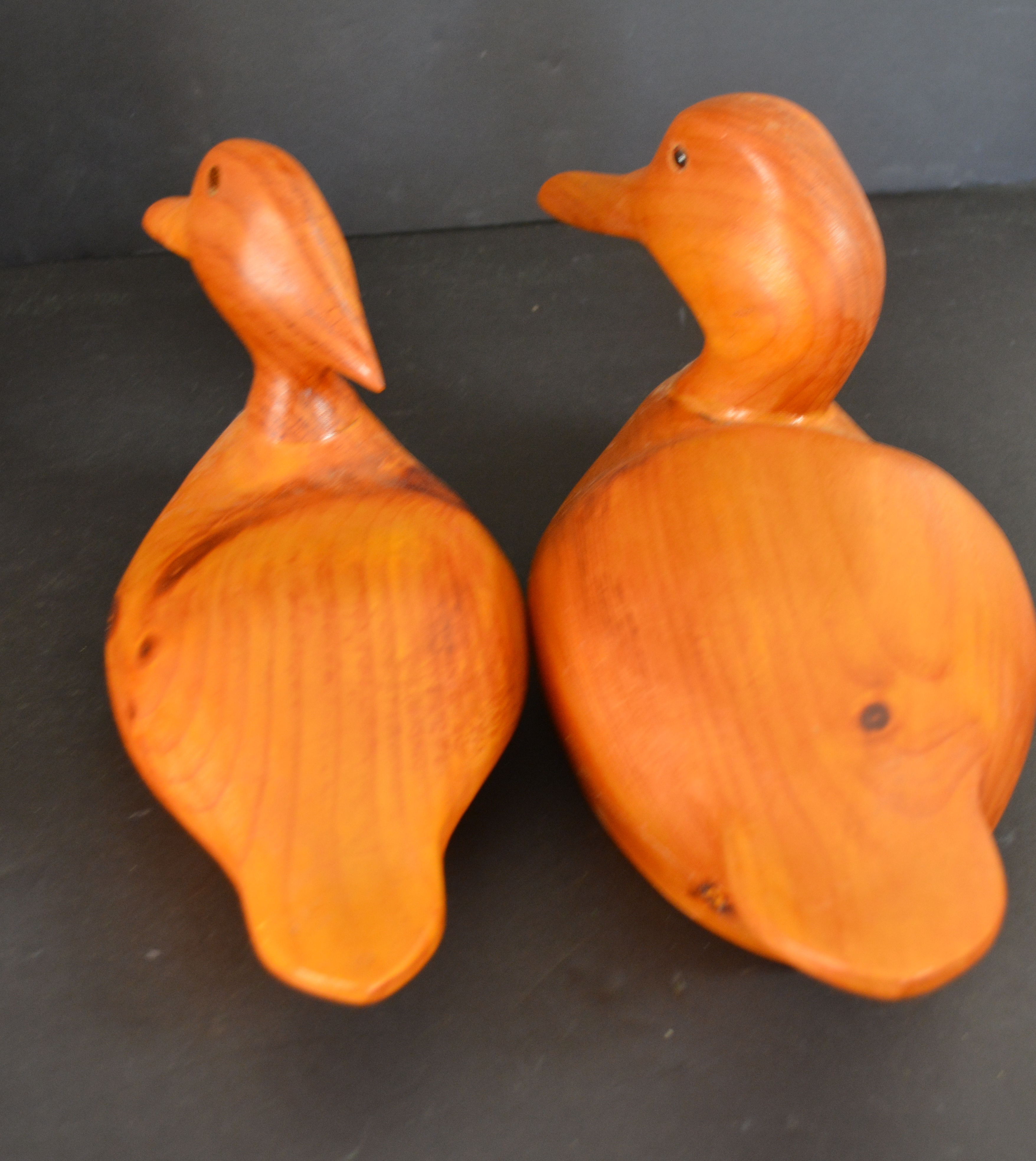 Goose Head Duck Ends, Two Pine Duck Sculptures and Duck Bookends