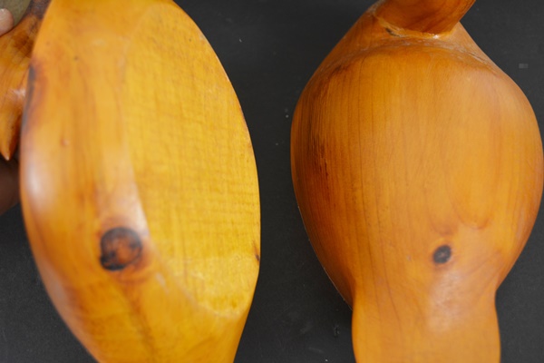 Goose Head Duck Ends, Two Pine Duck Sculptures and Duck Bookends