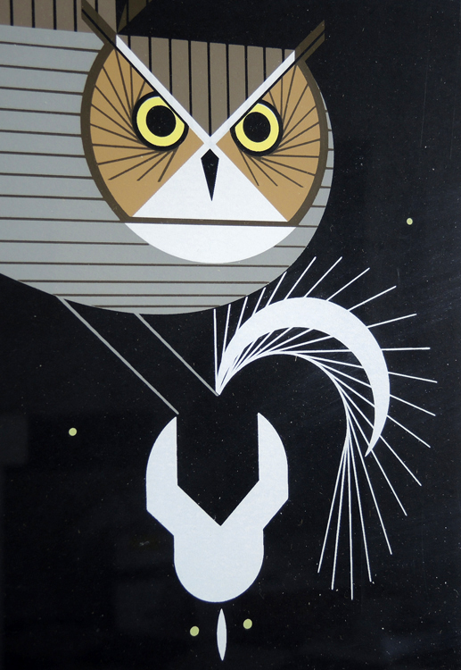 Charley Harper Signed Serigraph "Pfwhoooo!" Owl with Skunk