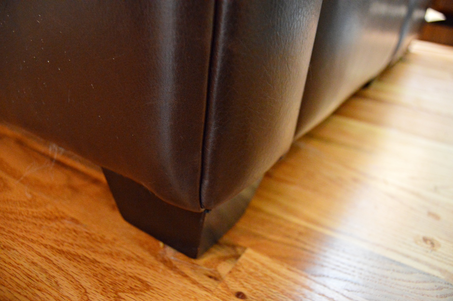 Three-Seat Espresso Brown Leather Sofa