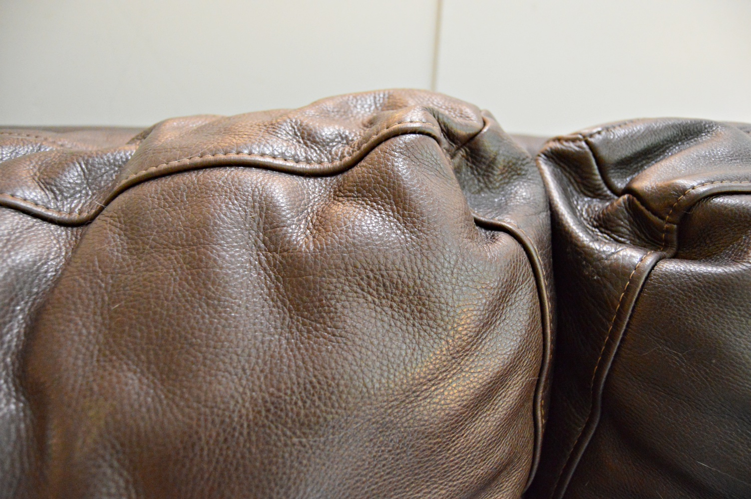 Three-Seat Espresso Brown Leather Sofa